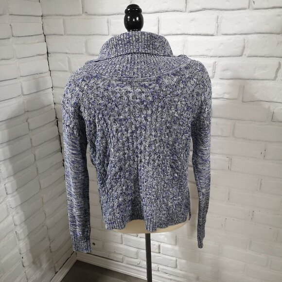 American Eagle Outfitters Ladies Size Medium Purple, Gry & Wht Cowl Neck Sweater - Picture 2 of 10